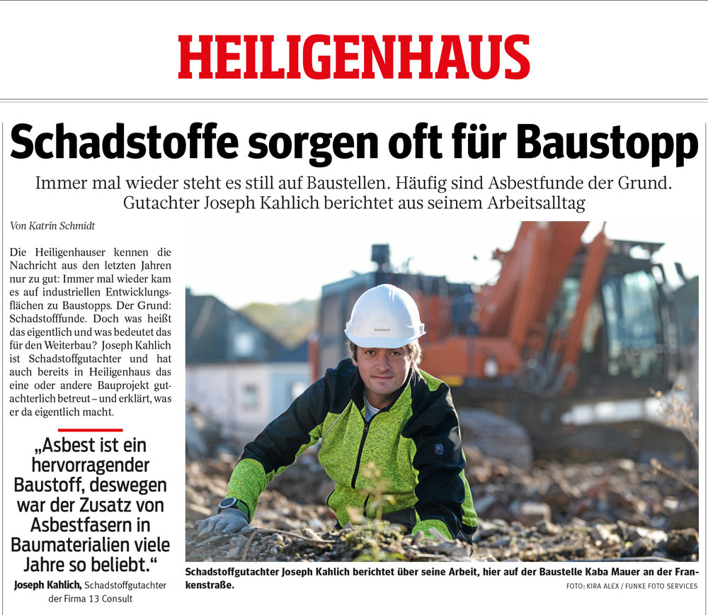 13Consult Schadstoffgutachter Artikel Presse Heiligenhaus Link mB