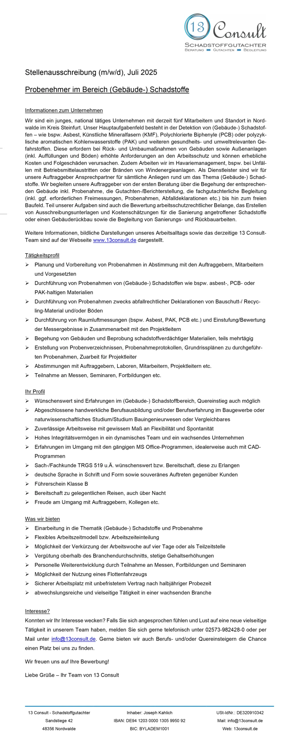 13Consult_Stellenausschreibung-Probennehmer_2025